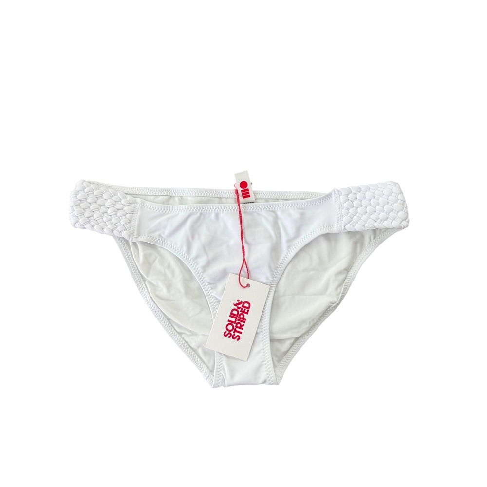 Solid & Striped The Braided Elle Bikini Bottom White Low Rise Medium‎ NWT